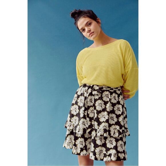 NEW Anthropologie Maeve Kasi Boatneck Yellow Pullover Shirt Blouse Medium Petite - Picture 5 of 6